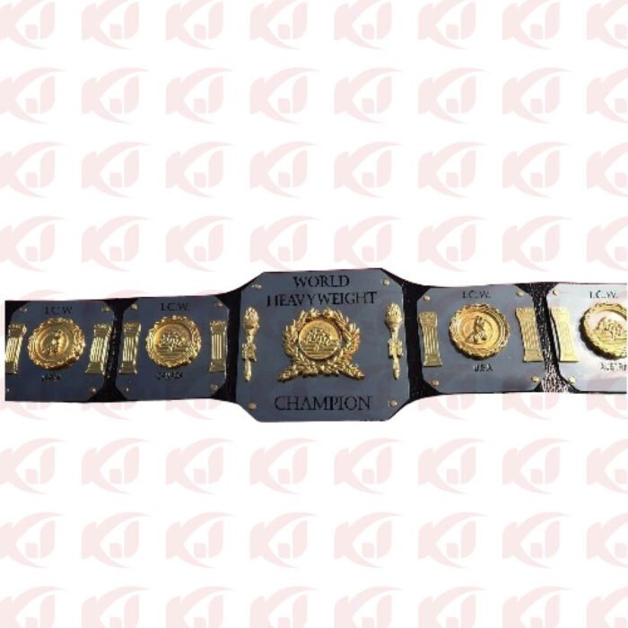 Brass plate representing the ICW Randy Savage Macho Man World Heavyweight Wrestling Champion belt