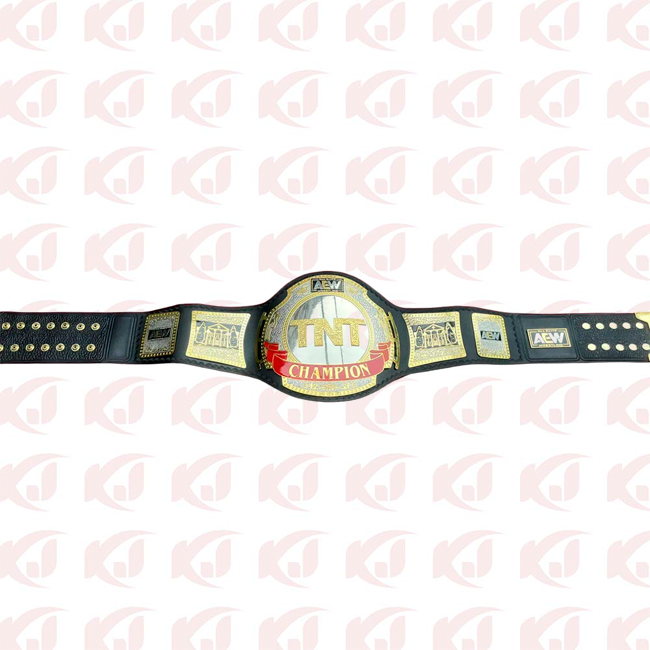 REPLICA BLACK LEATHER AEW TNT BELT WRESTLING CHAMPIONSHIP BELT