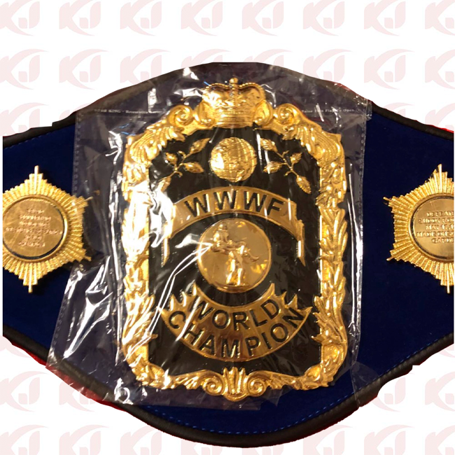 Two sides of the WWWF Bruno Sammartino World Championship Wrestling Title Belt